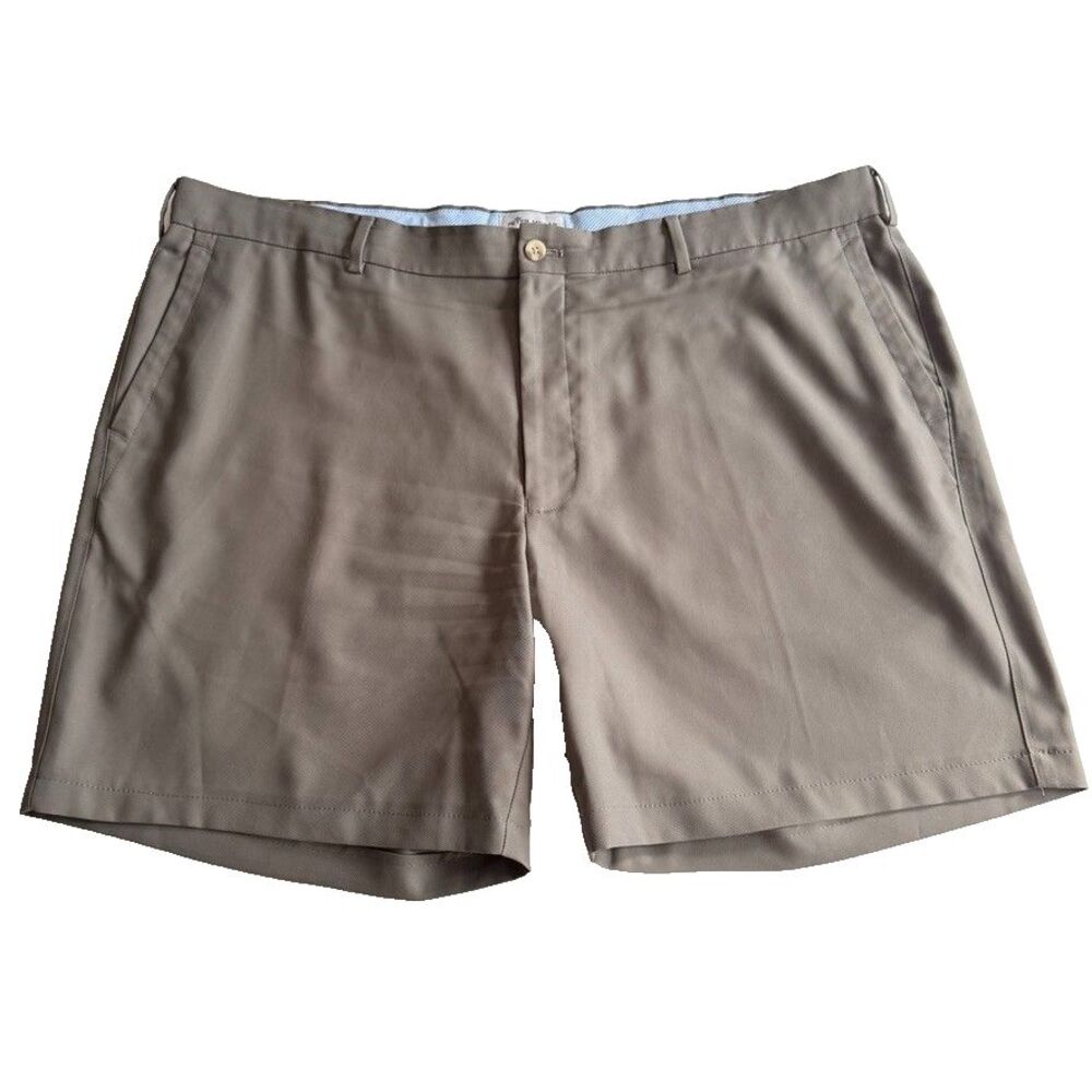 Peter Millar Performance Golf Shorts Mens Size 42 Gray Khaki Flat Front Stretch